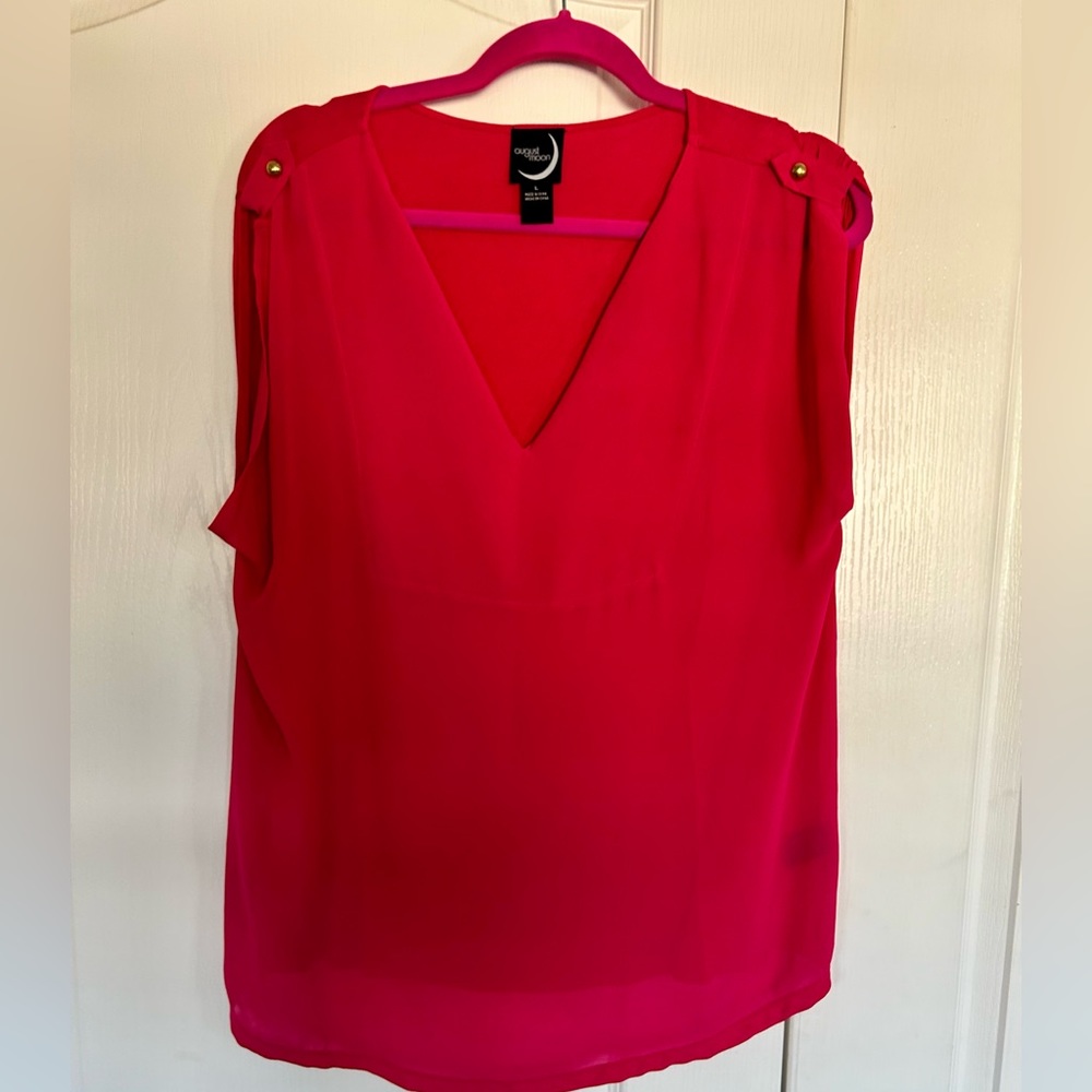 Hot pink sleeveless blouse. Size large